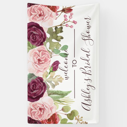 Romantic Blooms Shower Welkomstbanner Spandoek (Verticaal)