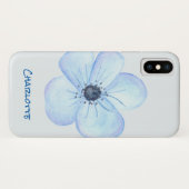 Romantic Blue Flower Waterverf - Aangepaste naam Case-Mate iPhone Case (Achterkant (horizontaal))