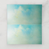 Romantic Blue/Green Floral Wedding Place Card (Binnenkant ongevouwen)