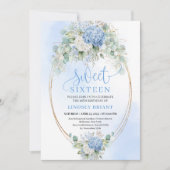 Romantic Blue Hydrangea Sweet Sixteen Invitation (Devant)