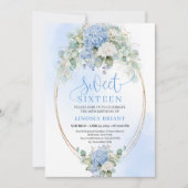 Romantic Blue Hydrangea Sweet Sixteen Invitation (Devant)