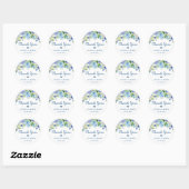 Romantic Blue Hydrangeas Floral Wedding Bedankt Ronde Sticker (Vel)
