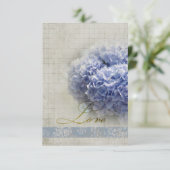 Romantic Blue Hydrangeas Wedding RSVP Kaartje (Staand voorkant)