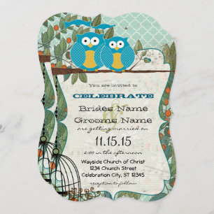 Romantic Blue Owls Marry My Best Friend Wedding Kaart