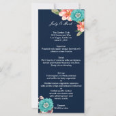Romantic Blue Pink Floral Botanical Wedding Menu (Voorkant)