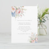Romantic Blue & Pink Pastel Floral Wedding Kaart (Staand voorkant)