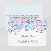 Romantic Blue Waterverf Floral Hartelijk dank Bedankkaart (Voorkant / Achterkant)