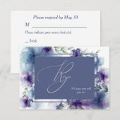 Romantic Blue Waterverf Floral Menu Weddenschap RS (Voorkant / Achterkant)