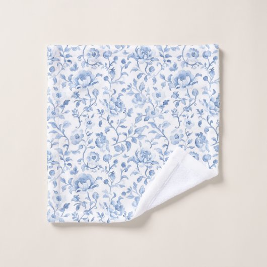 Romantic Blue White Floral  (Gant de toilette)