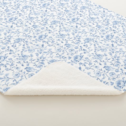 Romantic Blue White Floral  Sherpa Deken (3/4)