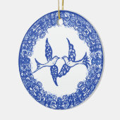 Romantic Blue & White Willow Foto Birds Wedding Keramisch Ornament (Links)