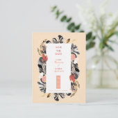 Romantic Blush Black Floral Wedding Save the Date Briefkaart (Staand voorkant)