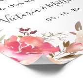 Romantic Blush Bloom Floral Weddenschap Welkom Poster (Hoek)