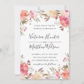 Romantic Blush Bloom Floral Wedding Invitation Kaart (Voorkant)
