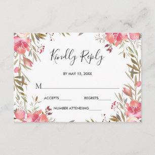 Romantic Blush Bloom Floral Wedding RSVP