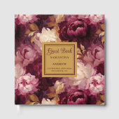 Romantic Blush Bourgogne Gold Mariage Livre d'hôte (Recto)