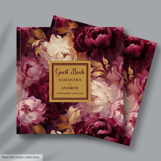 Romantic Blush Bourgogne Gold Mariage Livre d'hôte