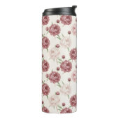 Romantic Blush & Burgundy Peony Floral Pattern Thermosbeker (Gedraaid links)