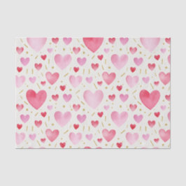 Romantic Blush & Crimson Watercolor Hearts Tissuepapier