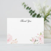 Romantic Blush Floral Flat Bedankt voor je kaarten (Staand voorkant)