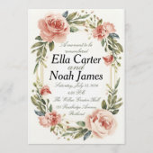 Romantic Blush Floral Wedding Invitation (Devant)