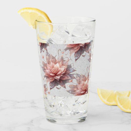 Romantic Blush Flowers Glass Cup – Floral Drinkwar Glas (Voorkant ijs)