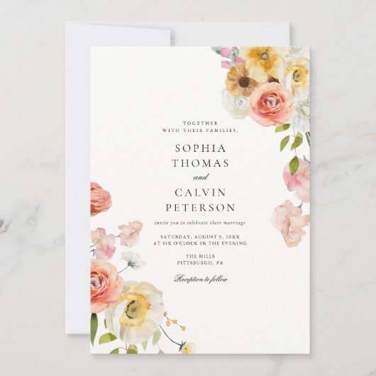 Romantic Blush Garden Wedding Invitation (Devant)