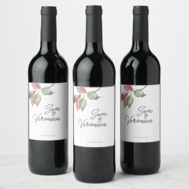 Romantic Blush Mauve Floral Weddenschap Wine Label Wijn Etiket