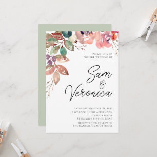 Romantic Blush Mauve Waterverf Floral Weddenschap Kaart
