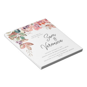 Romantic Blush Mauve Waterverf Floral Weddenschap Notitieblok
