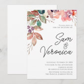 Romantic Blush Mauve Waterverf Floral Wedding Kaart (Voorkant / Achterkant)