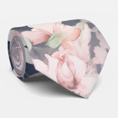 Romantic Blush & Navy Secret Garden Rozen Weddensc Stropdas (Opgerold)