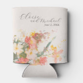 Romantic Blush Painted Floral Wedding Blikjeskoeler (Achterkant)