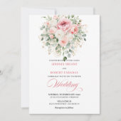 Romantic Blush Peonies Greenery Gold Wedding  Kaart (Voorkant)