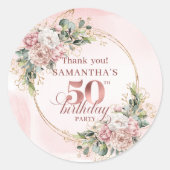 Romantic Blush Pink Floral 50th Birthday Stickers (Devant)