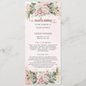 Romantic Blush Pink Floral Gold Greenery Wedding Programma (Voorkant)