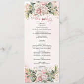 Romantic Blush Pink Floral Gold Greenery Wedding Programma (Achterkant)