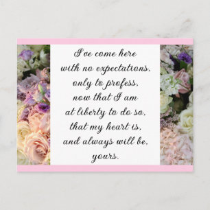Romantic Blush Pink Floral Jane Austen Love Quote Briefkaart