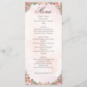Romantic Blush Pink Floral Wedding Menu Card (Voorkant)