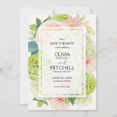 Romantic Blush Pink Floral Wedding Save The Date (Voorkant)