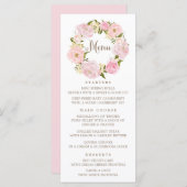 Romantic Blush Pink Peonies Wreath Menu Kaart (Voorkant / Achterkant)