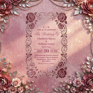 Romantic Blush Pink Rose Silver Floral Wedding  Acryl Uitnodigingen