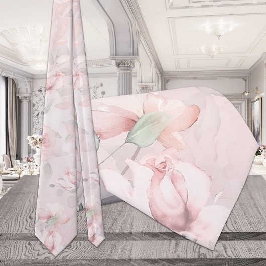 Romantic Blush Pink Secret Garden Roos Weddenschap Stropdas