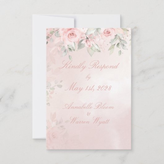 Romantic Blush Pink Secret Garden Rozen RSVP (Voorkant)