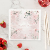 Romantic Blush Pink Secret Garden Rozen Weddenscha Servet (Insitu)
