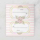 Romantic Blush Pink Stripes Floral Table Number (Buitenkant ongevouwen)
