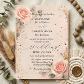 Romantic Blush Pink Watercolor Rose Wedding Kaart