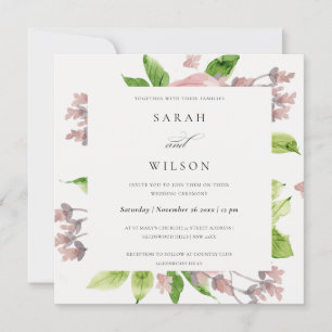 ROMANTIC BLUSH PINK WATERVERF FLORAL VERLOVING KAART