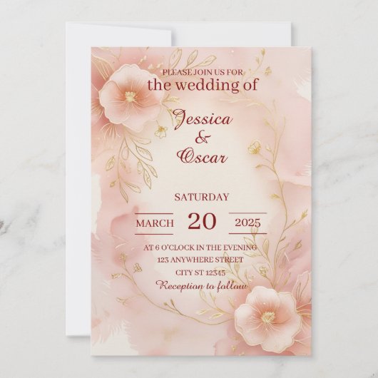 Romantic Blush Pink Waterverf Weddenschap Kaart (Voorkant)