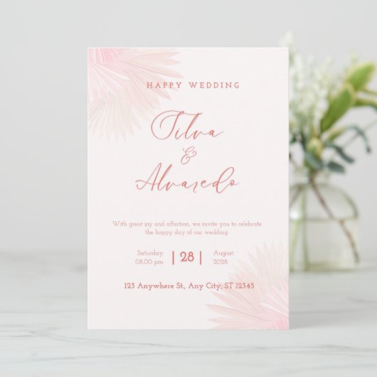 🌸 Romantic Blush Pink Wedding Invitation (Debout devant)